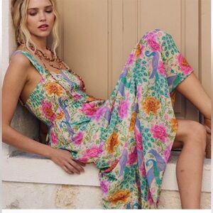 Spell Bohme floral peacock print maxi dress in Spring
